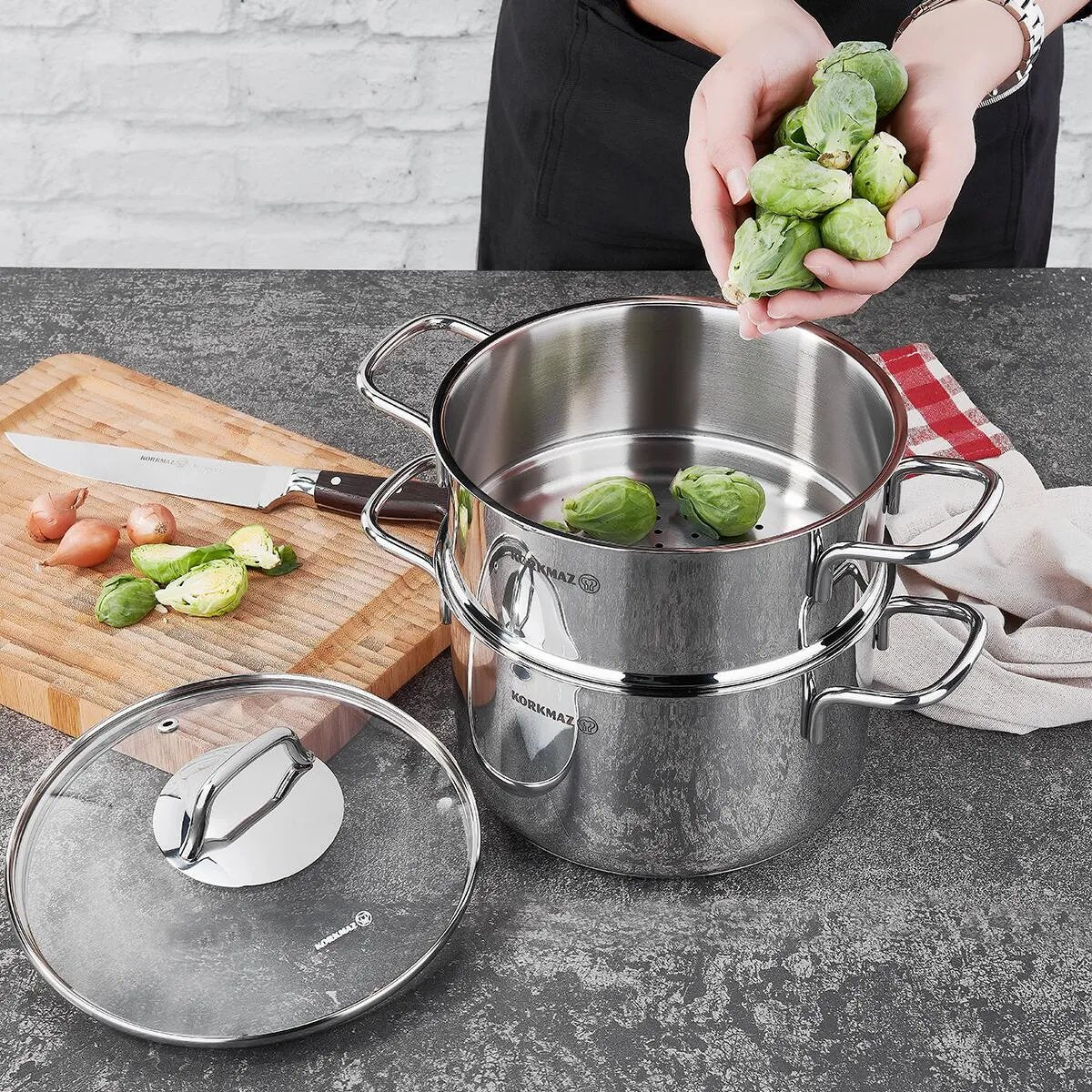 Korkmaz Perla 20x12 cm Steam Pot Set A1521