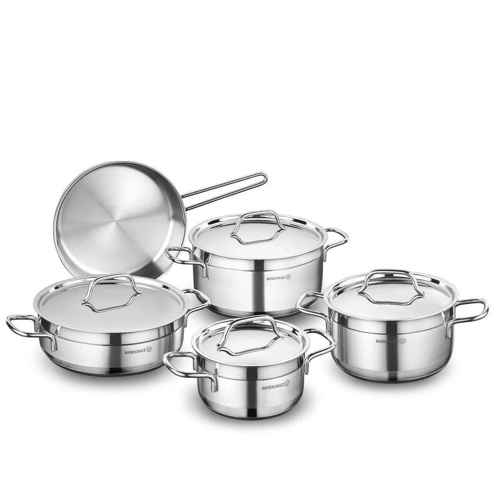 Korkmaz Alfa 9 Piece Stainless Steel Cookware Set A1660